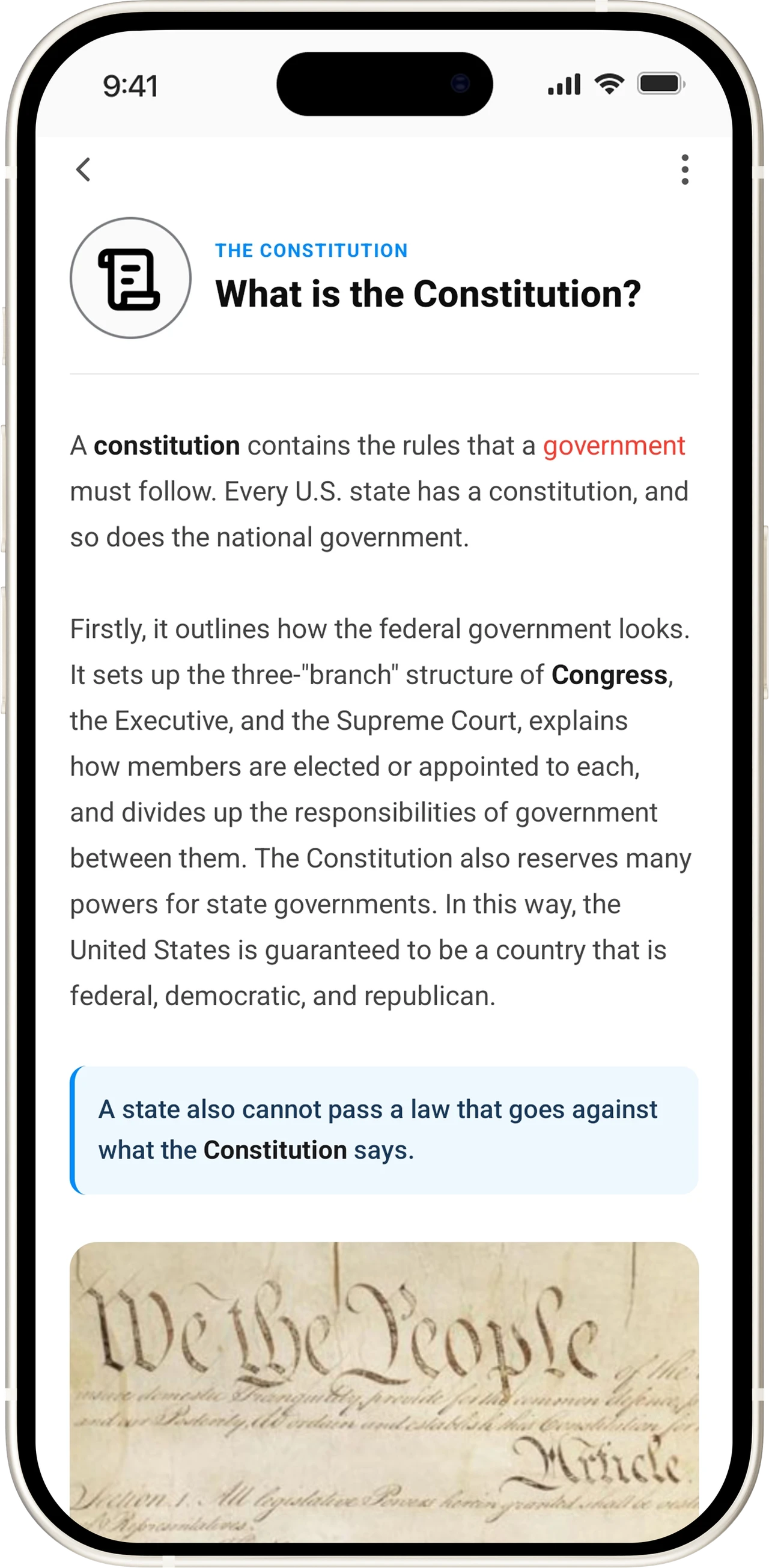 Unum app screen: Learn as you read